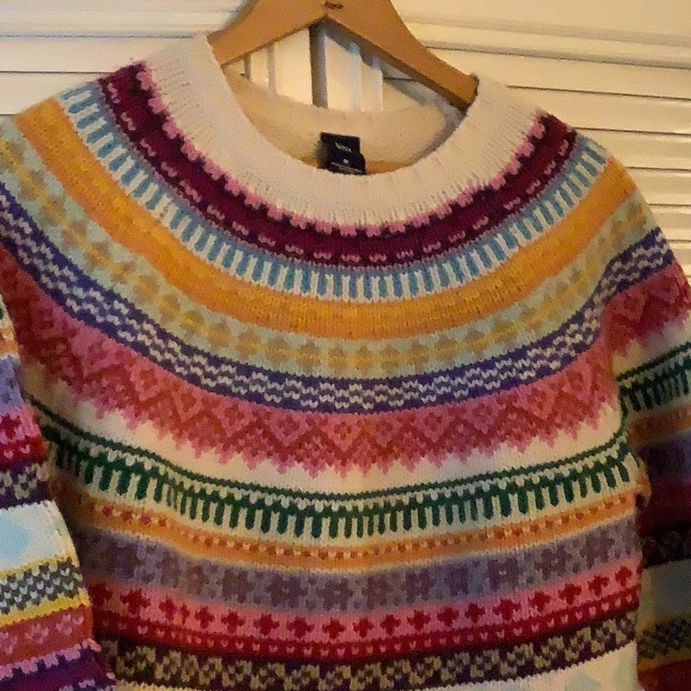 GAP Multicolor Fair Isle Crewneck Sweater - Cream Base - Picture 2 of 3